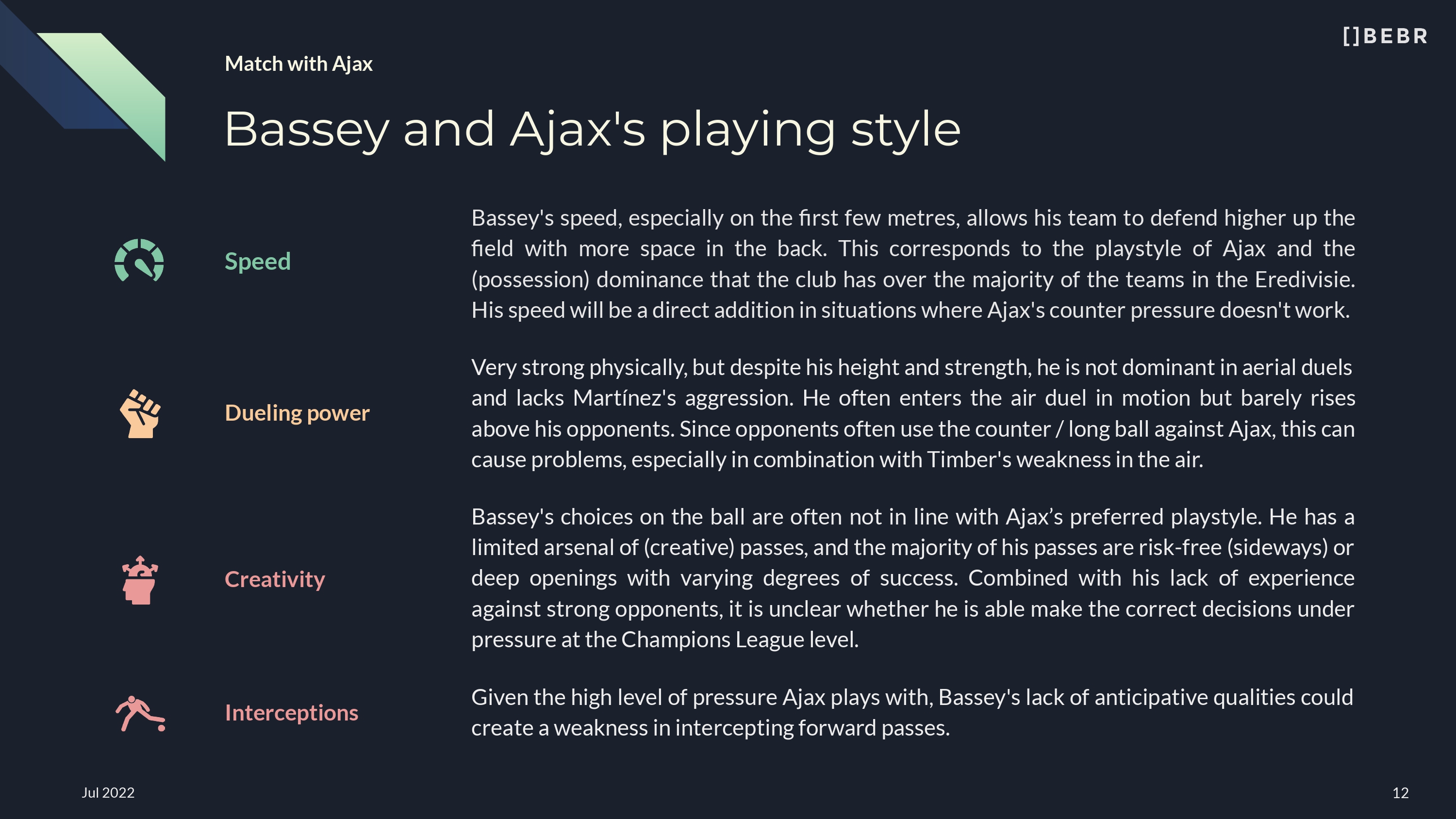 Play-style analysis Bassey